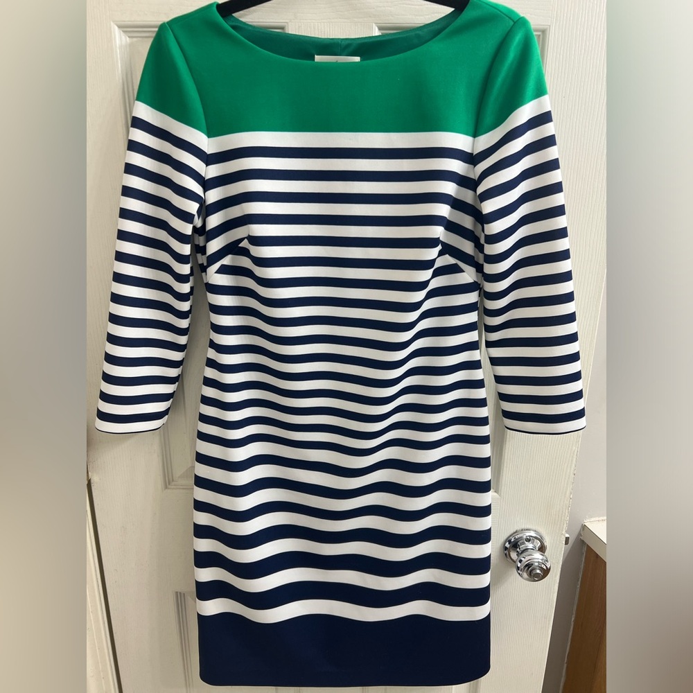 3/4 Length Sleeve Colorblock Striped Scuba Shift Dress -Size 4 - Eliza J